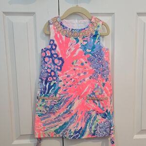 Lilly Pulitzer Girls Shift Dress, Size 5, Multi Rainbow Soleil print